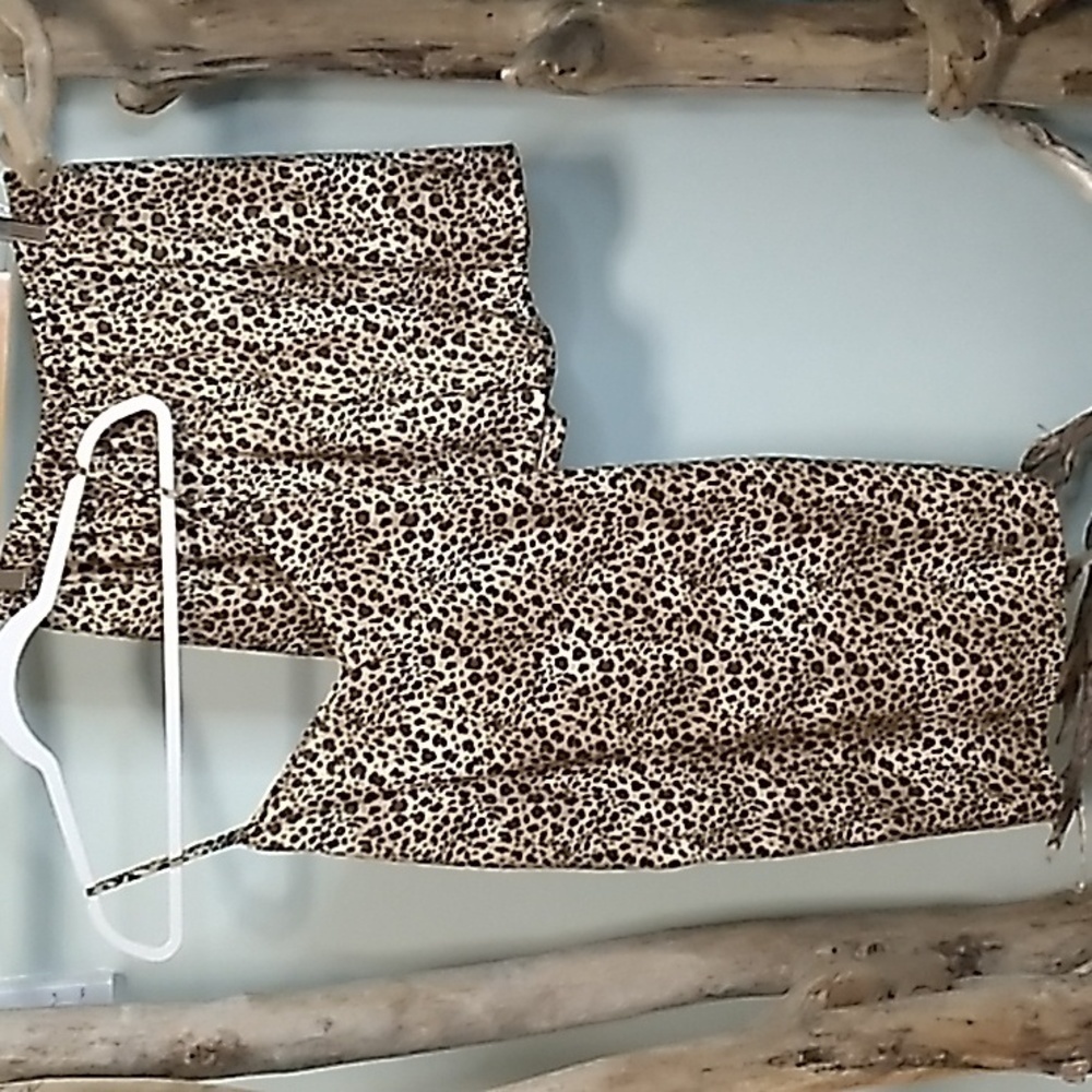 Vintage 2 piece pajama set, slip nightie (M) with shorts (L) in animal print